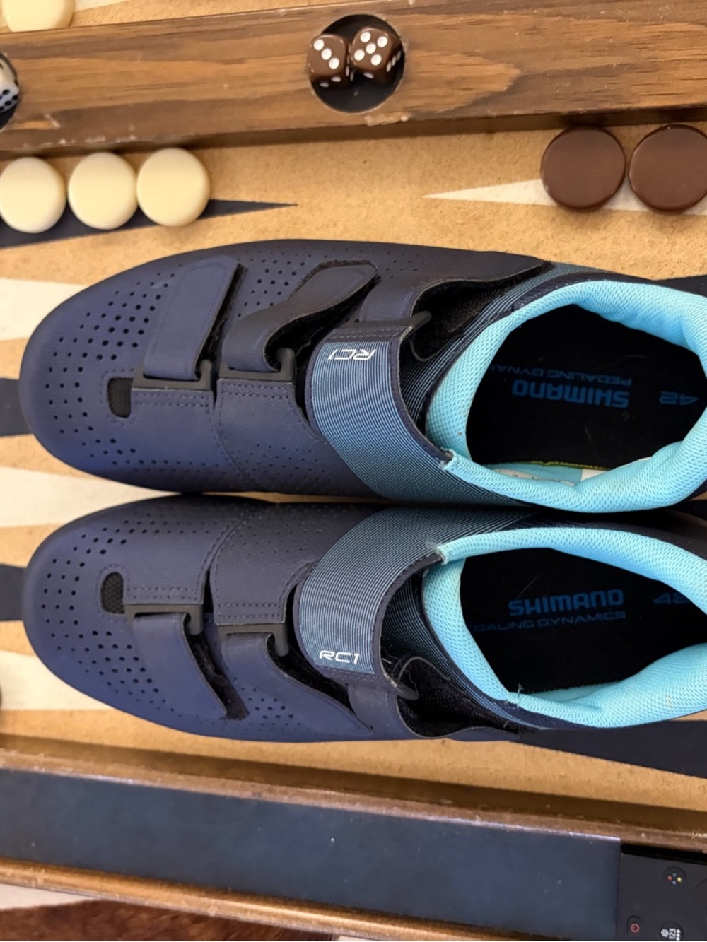 Shimano Navy Cycling Shoes with Aqua Lining